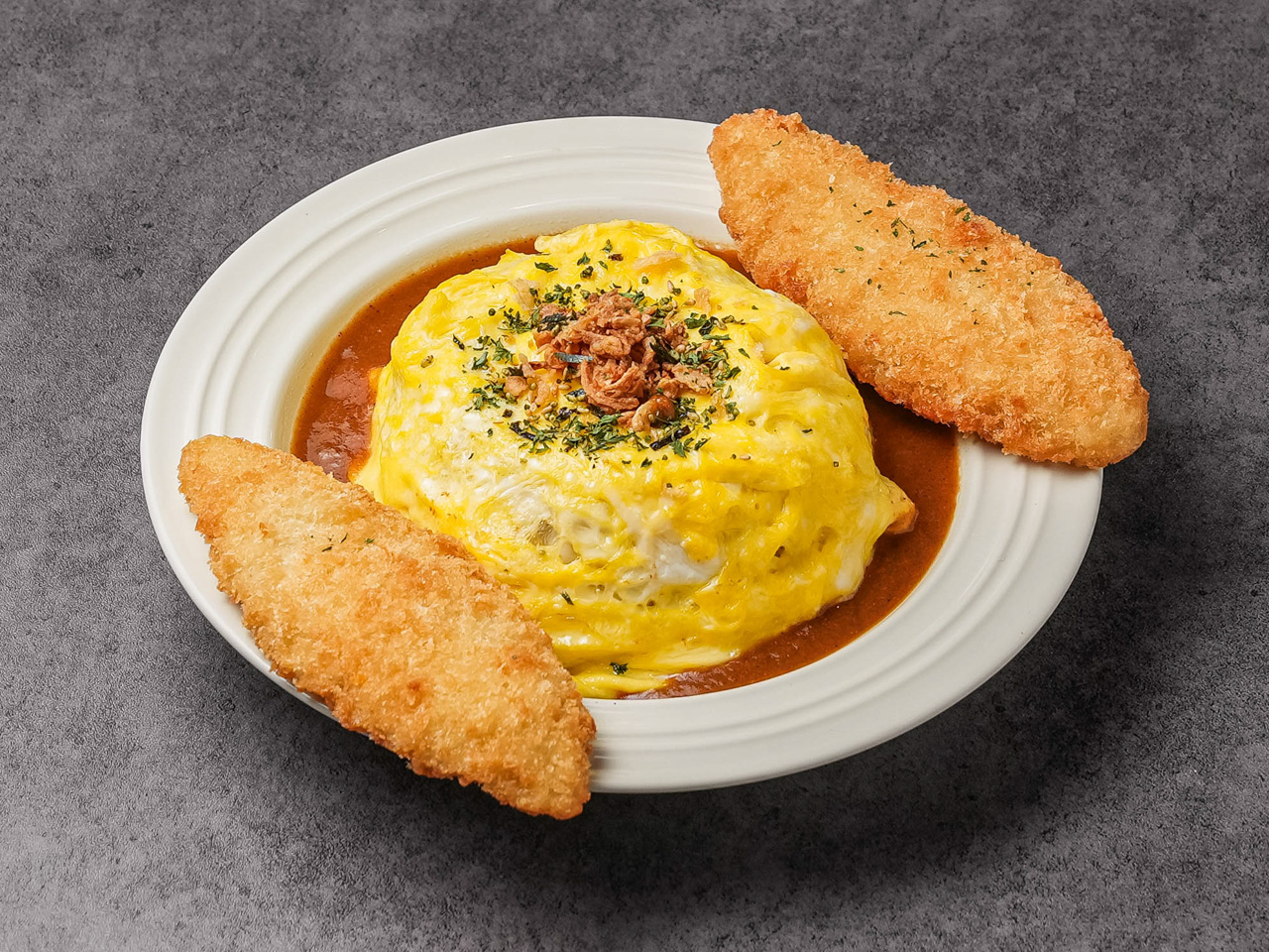 트위스트에그 생선까쯔 일식카레 오믈렛