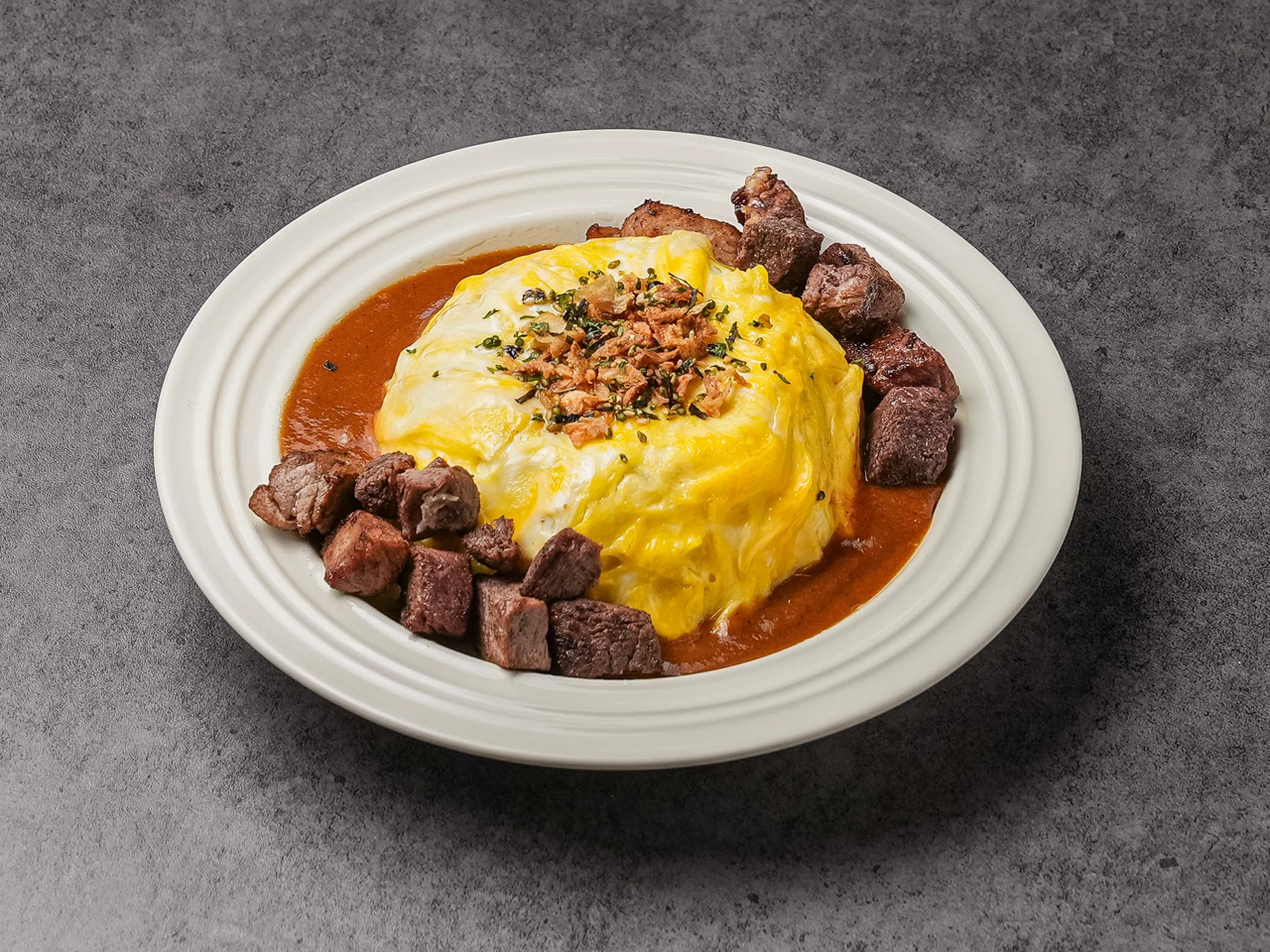 트위스트에그 스테이크 일식카레 오믈렛